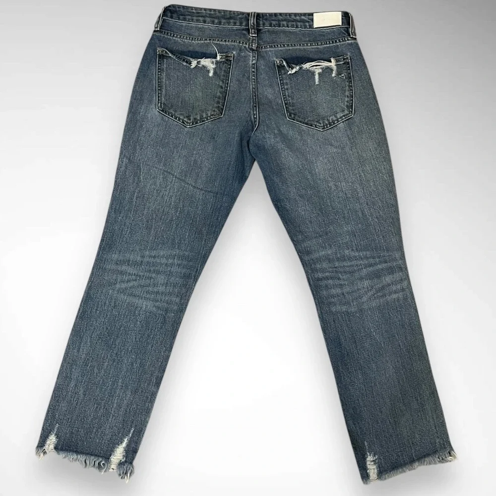HIDDEN Bailey Slim‎ Fit Boyfriend Medium Wash Distressed Raw Hem Jeans 28 | EUC